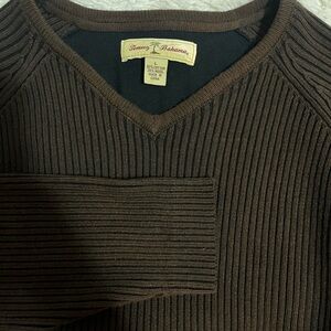 TOMMY BAHAMA Men's Brown ribbed V Neck Cotton Wool
Blend Sweater Size L